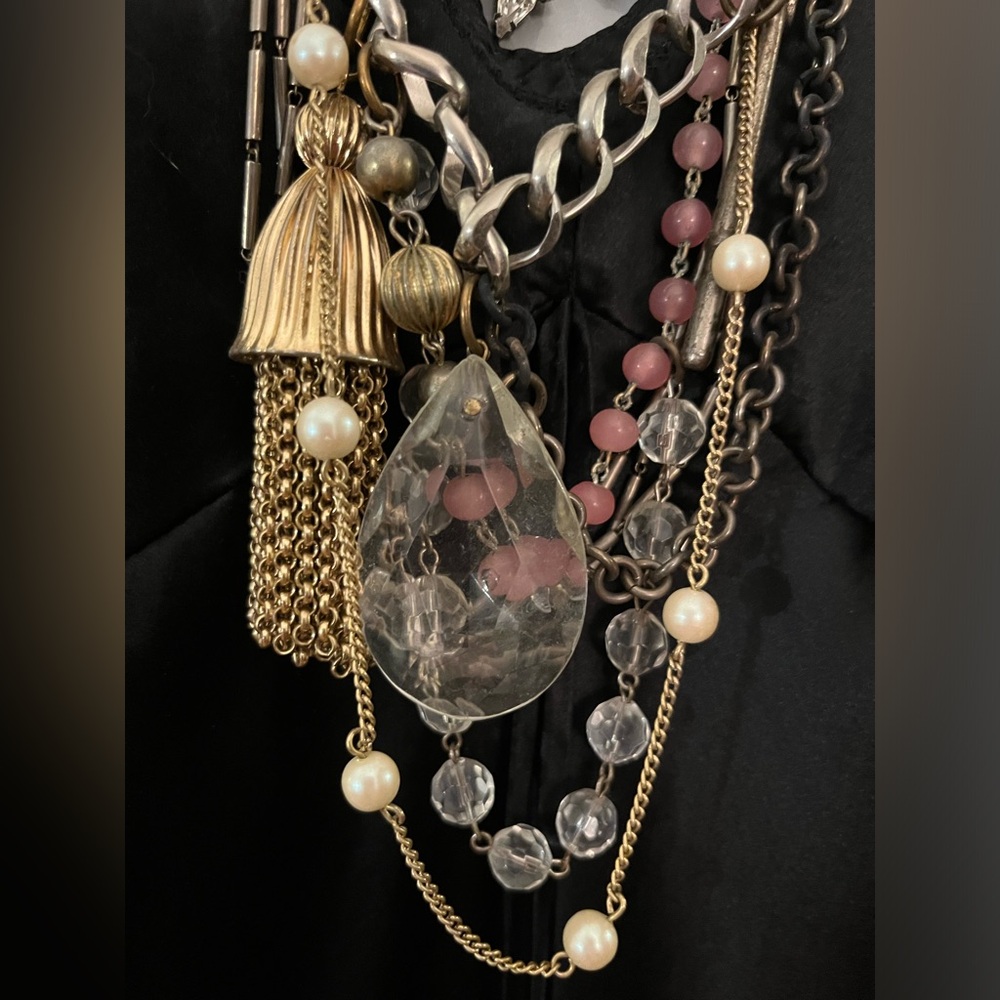 Necklace vintage multi chain neckmess style handmade Etsy Artist ONE OF A KIND - Picture 6 of 10